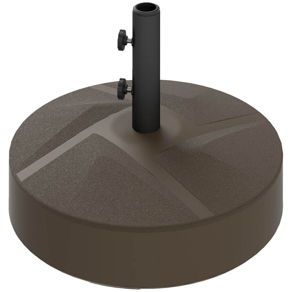 Patio Umbrella Base Holder, Heavy Duty Outdoor Umbrella Stand Base, Filled Up to 66lbs with Stand or 55lbs with Water for Garden, Poolside, Brown