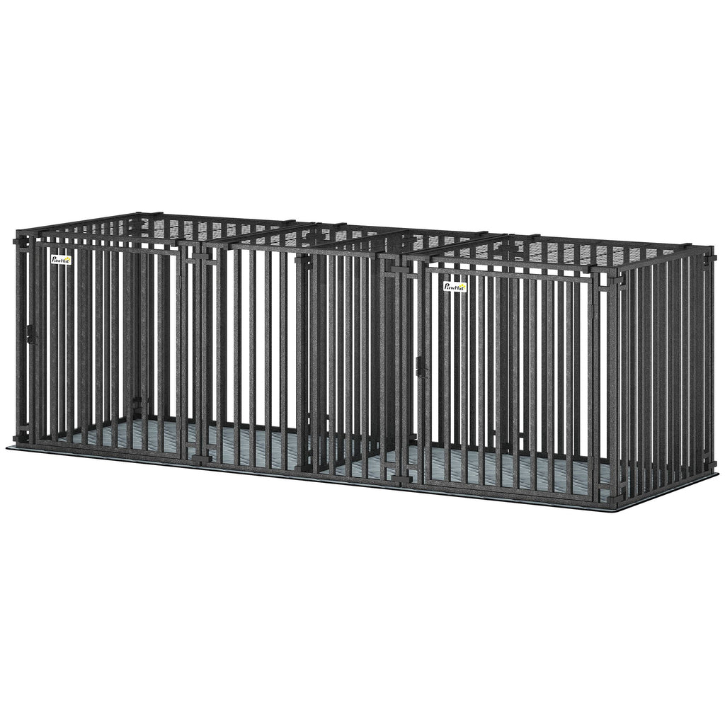 PawHut 83"L Heavy Duty Dog Crate, Extra Large Dog Kennel with Divider and Mat for Large Breeds, Modular Puppy Playpen