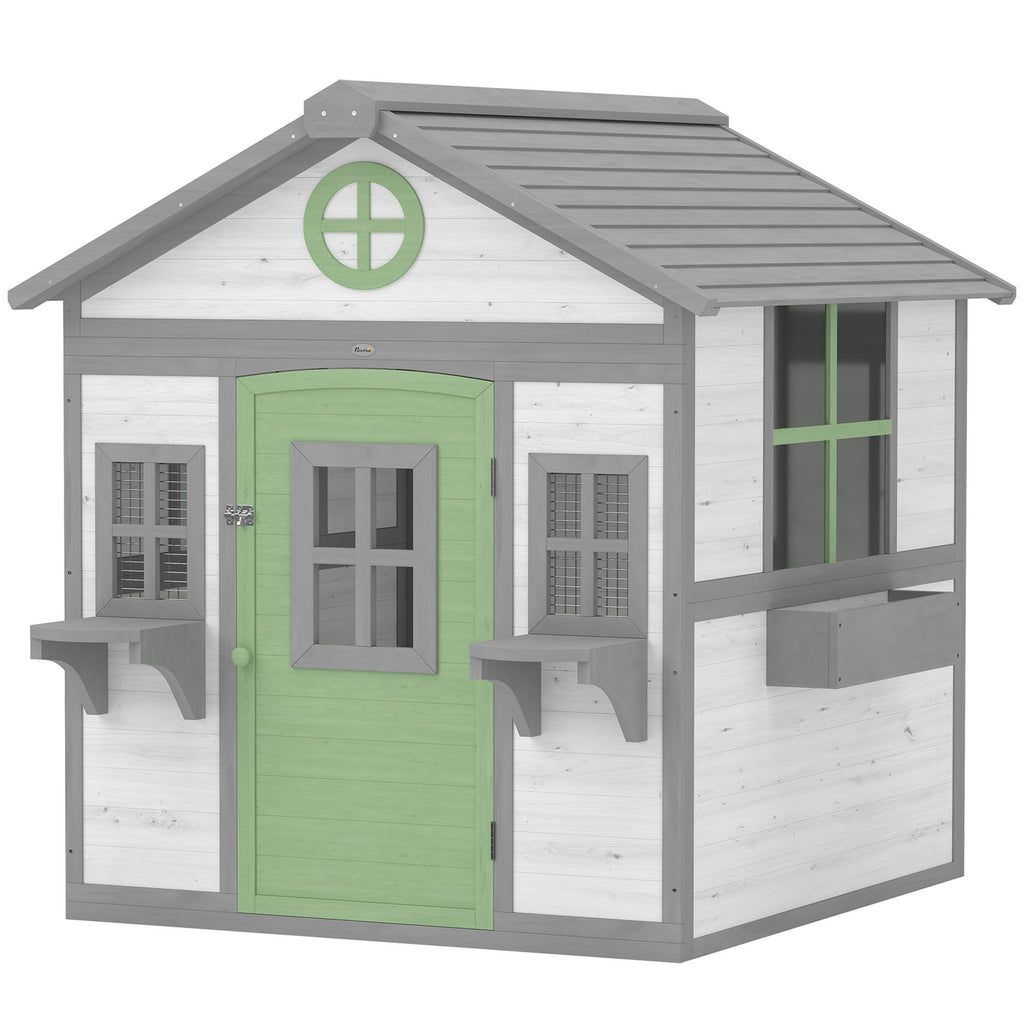PawHut Chicken Coop, Wooden Hen House Outdoor Playhouse for 2-4 Chickens, Poultry Cage with Planter Pots and Boxes