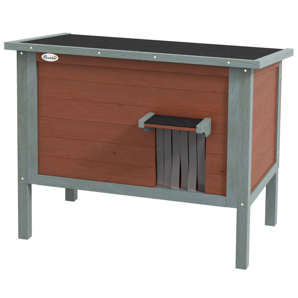 PawHut Outdoor Cat House, Wooden Feral Cat House w/ Removable Floor, Brown