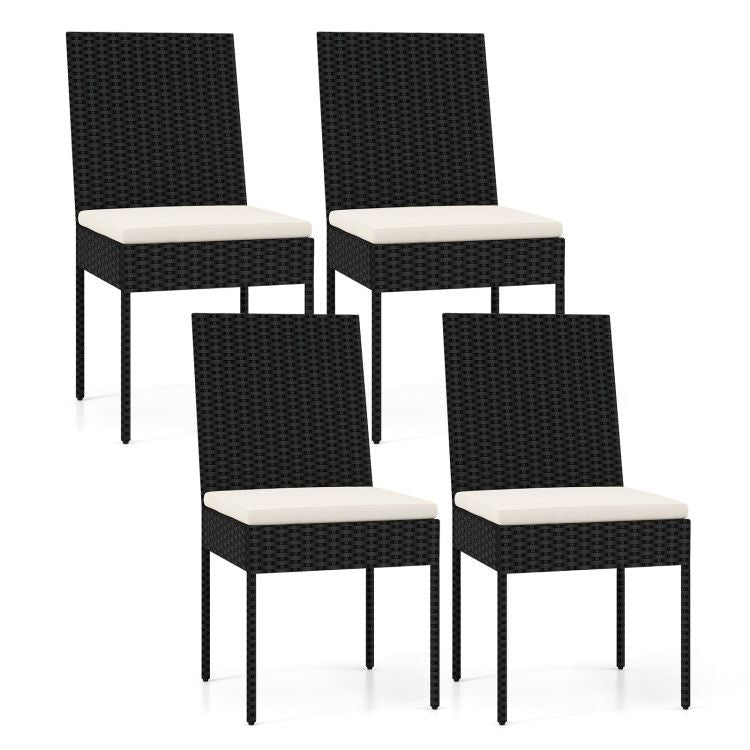 PE Wicker Patio Chairs Set of 2/4 with Cushions for Porch Deck Garden and Backyard