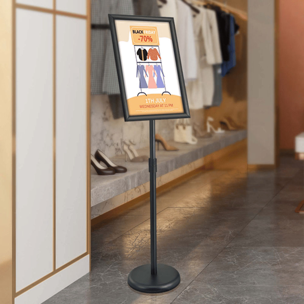 Pedestal Sign Holder Adjustable Poster Stand 11 x 17 Inch Round Base