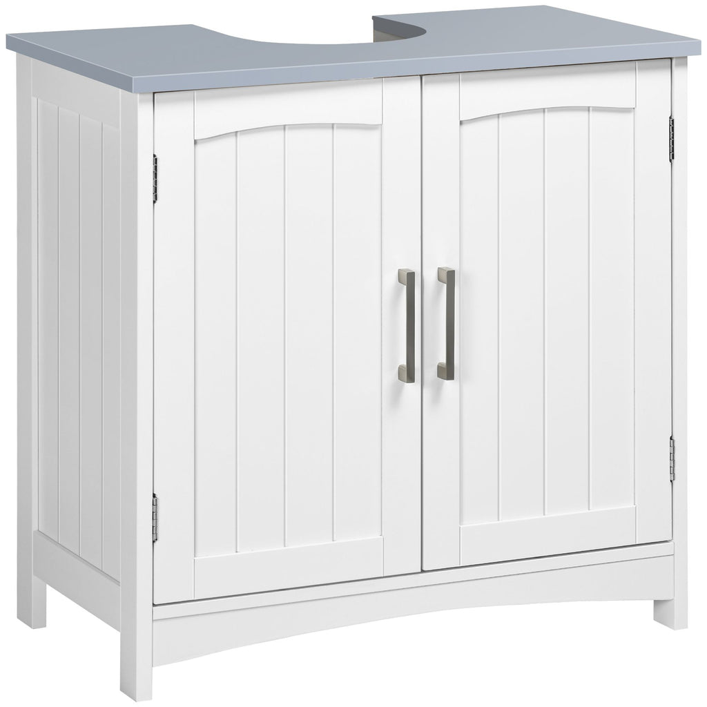 Pedestal Under Sink Cabinet Double Doors Modern Bathroom Vanity Adjustable Shelves White