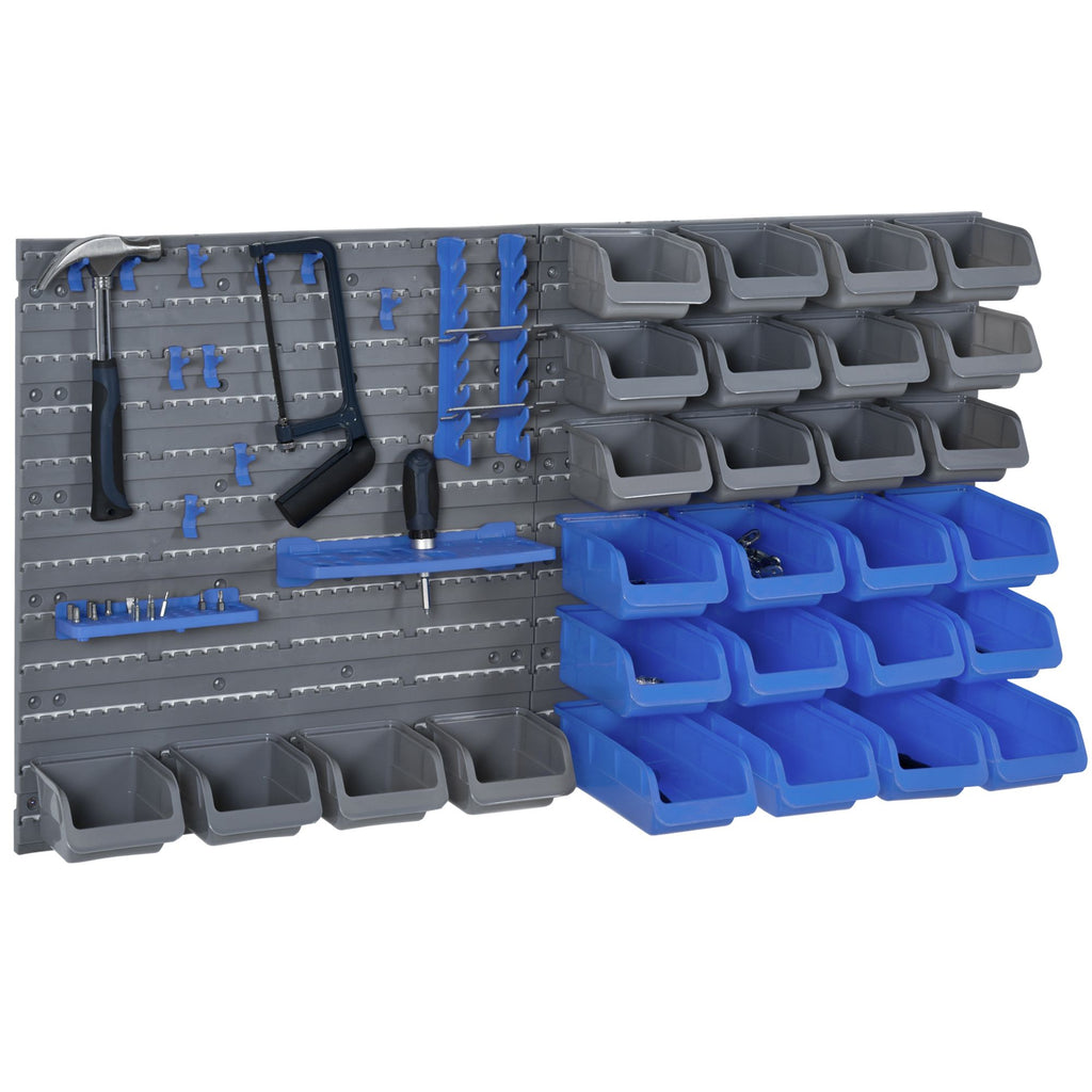 Pegboard Organizer Kit 44 Pieces Wall Mounted Tool Storage Rack with Bins Hooks Blue