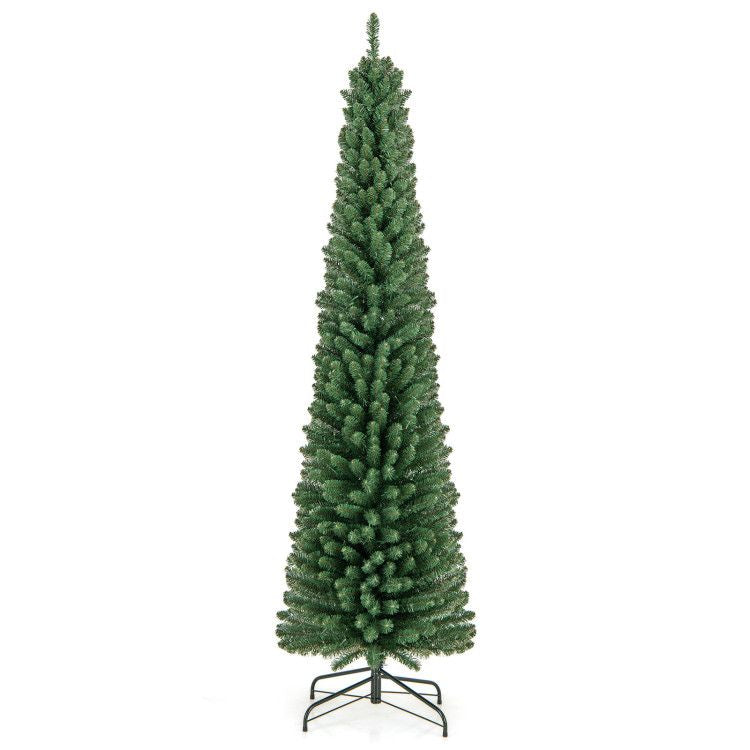 Pencil Christmas Tree with Memory Wire Branch Tips and Warm  LED Lights