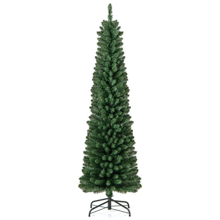 Pencil Christmas Tree with Memory Wire Branch Tips and Warm  LED Lights