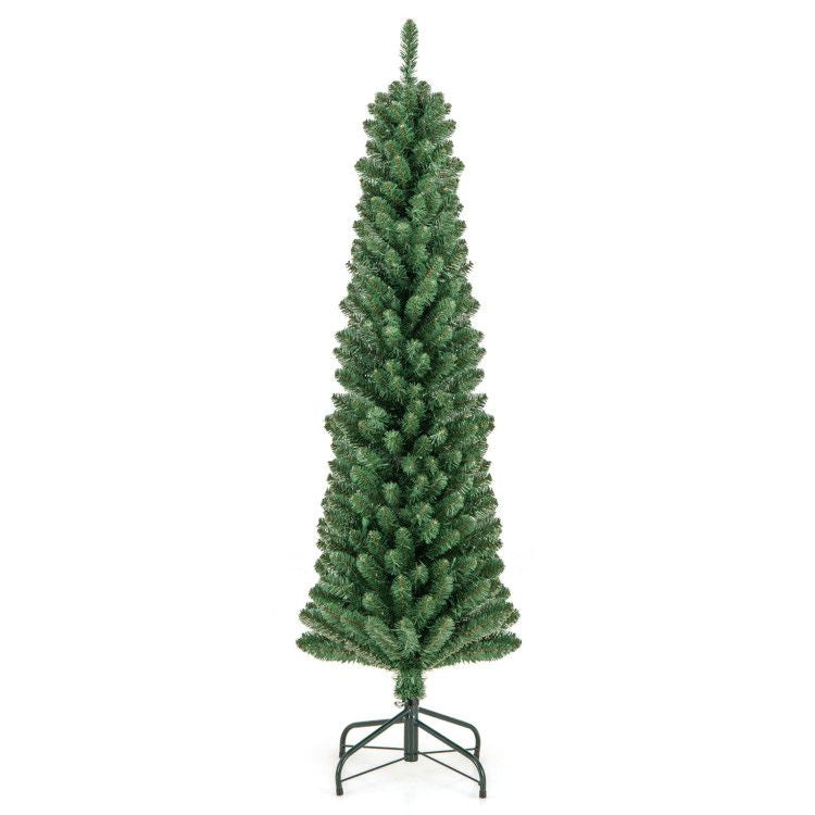 Pencil Christmas Tree with Memory Wire Branch Tips and Warm  LED Lights