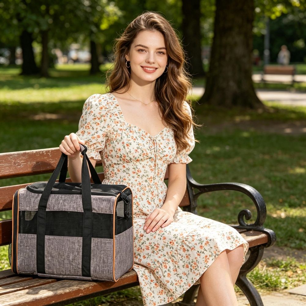 Pet Bag with Wheels and Adjustable Aluminum