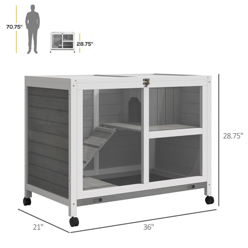 Pet cage /Wood Rabbit Hutch-Gray ( Amazon Shipping)(Prohibited by WalMart)