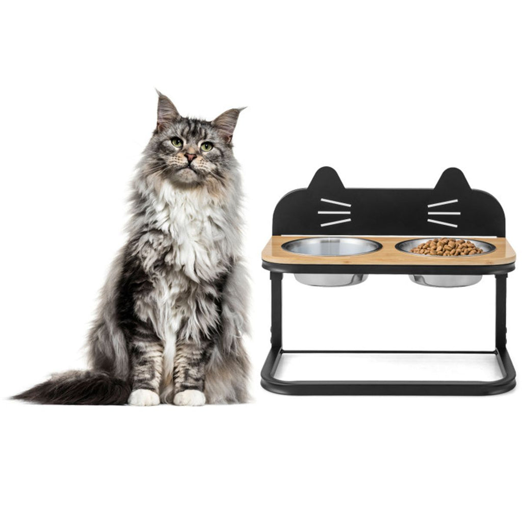 Pet Feeder with 2 Stainless Steel Bowls, Adjustable Height for Cats and Small and Medium Dogs