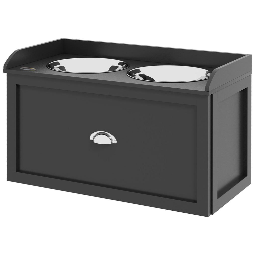 Pet Feeding Station Pet Dish Bowl Set with Storage, 2 Elevated Dog Bowls for Large Sized Dogs, Black
