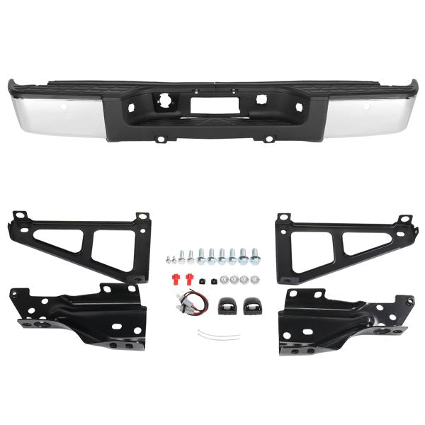 Pickup Rear Bumper Chevrolet Silverado 1500 2007-2013-Silver/Steel/Hole