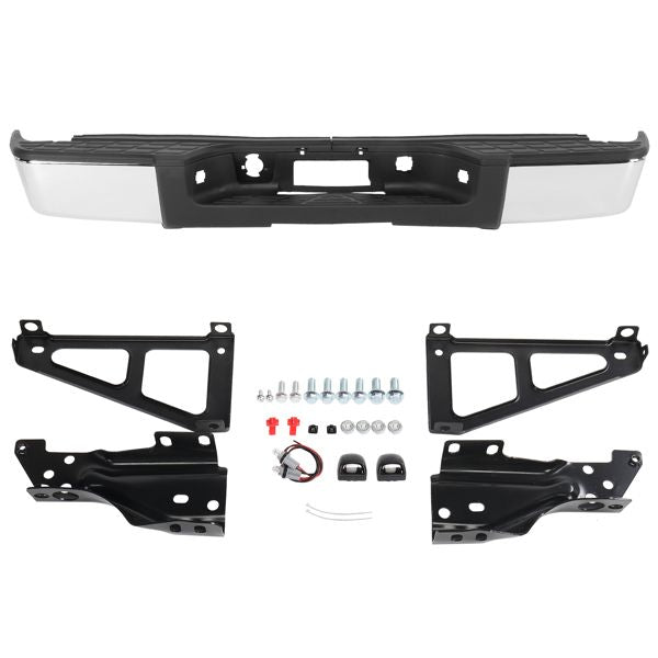 Pickup Rear Bumper Chevrolet Silverado 1500 2007-2013-Silver/Steel/No Hole