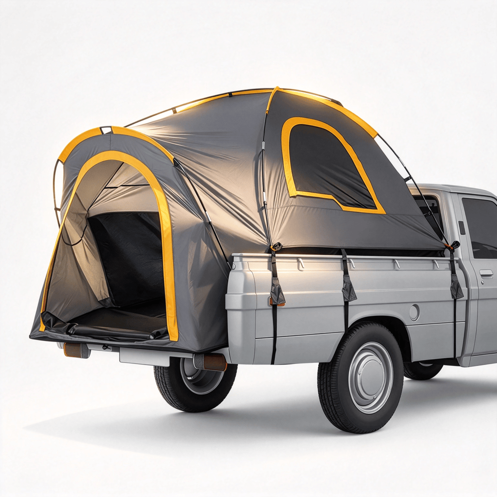 Pickup Truck Tent 2.0, Waterproof PU2000mm Double Layer for 2 Person, Portable Truck Bed Tent with Rainfly, 5.5'-6' Camping Preferred - Orange