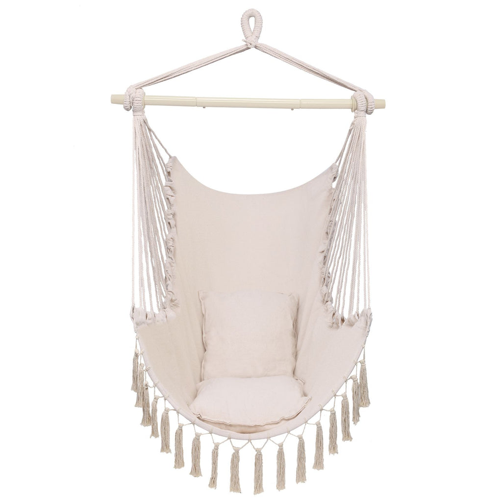 Pillow Tassel Hanging Chair Beige