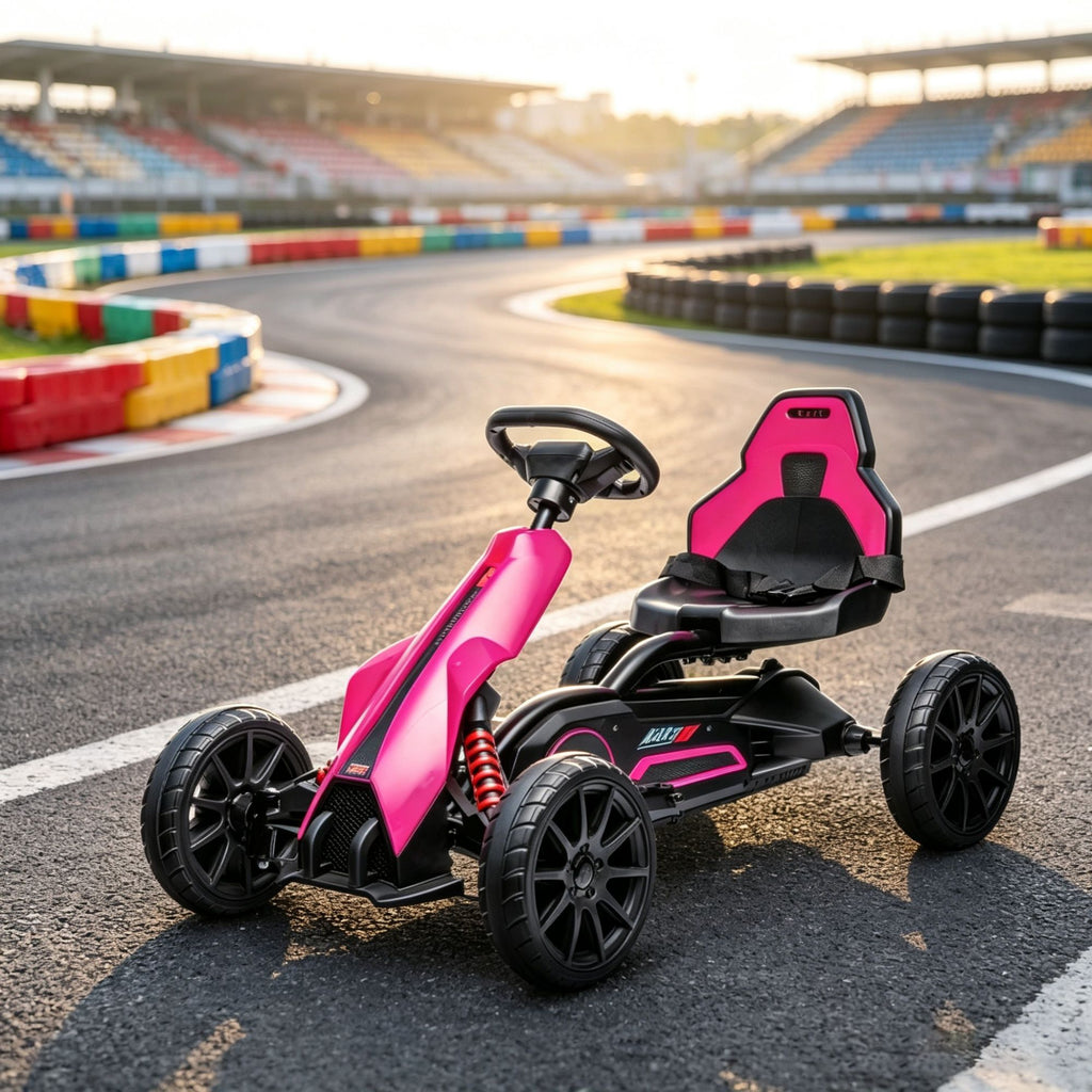 Pink 12V Electric Go Kart for Kids with Adjustable Speed Ideal for Children's Fun