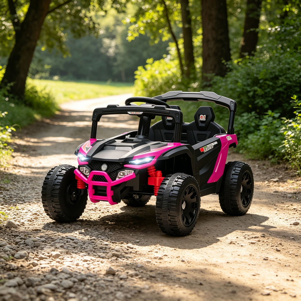 Pink 12V Electric Kids UTV Ride On Truck: Battery Powered with Rear Suspension, Parental Remote for Toddlers 3-5Y