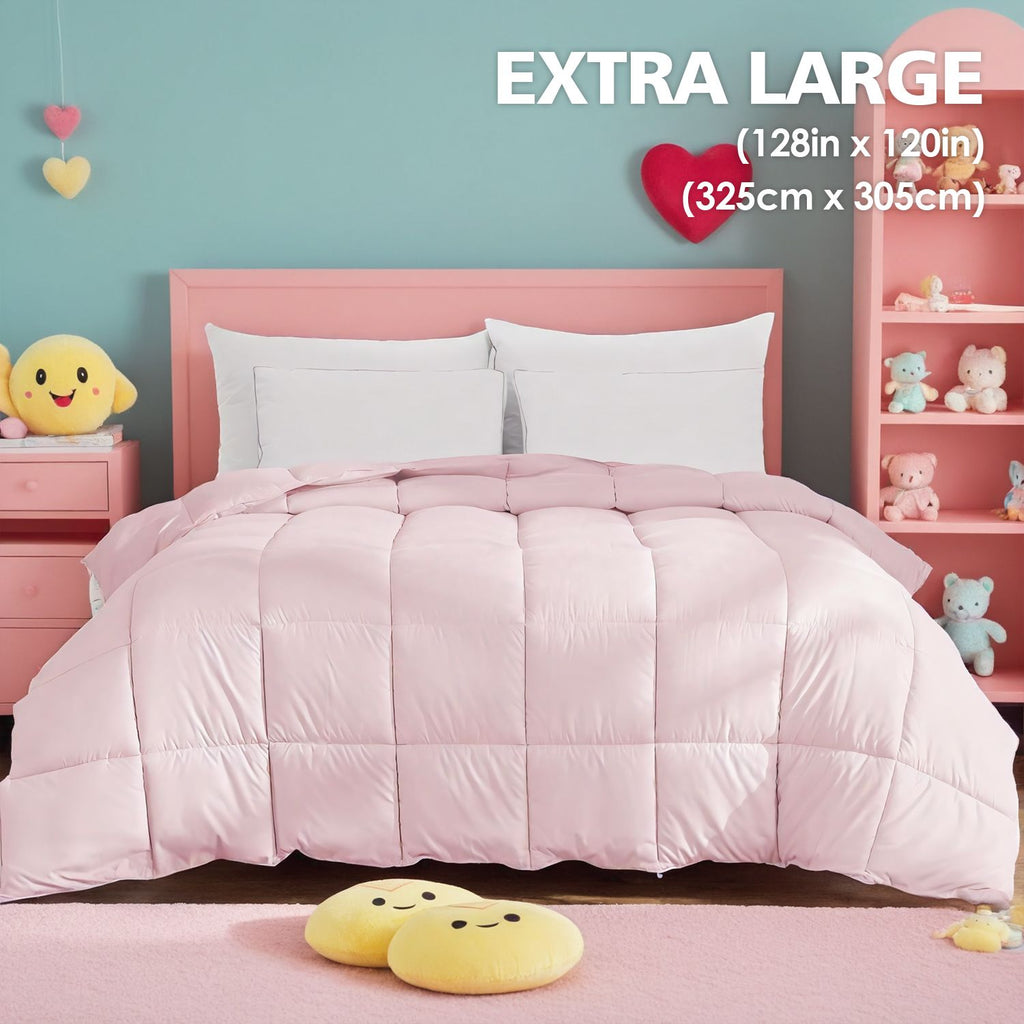 Pink comforter insert, soft and comfortable against the skin, suitable for all seasons, machine washable, perfect for home and bedroom, and makes a great Christmas gift.
