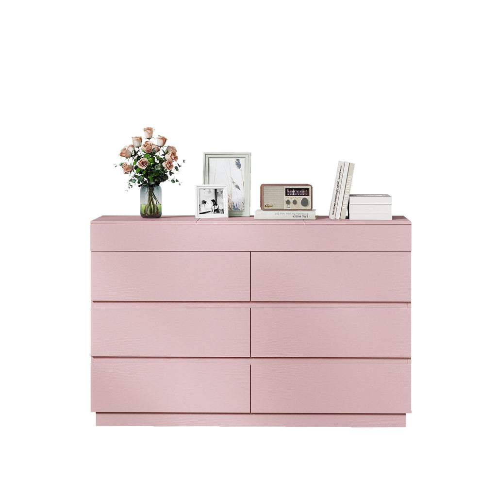 Pink embossed ZSH012 P2 12MM particleboard with melamine veneer, 120*40*85.5cm, six-drawer cabinet with mirror