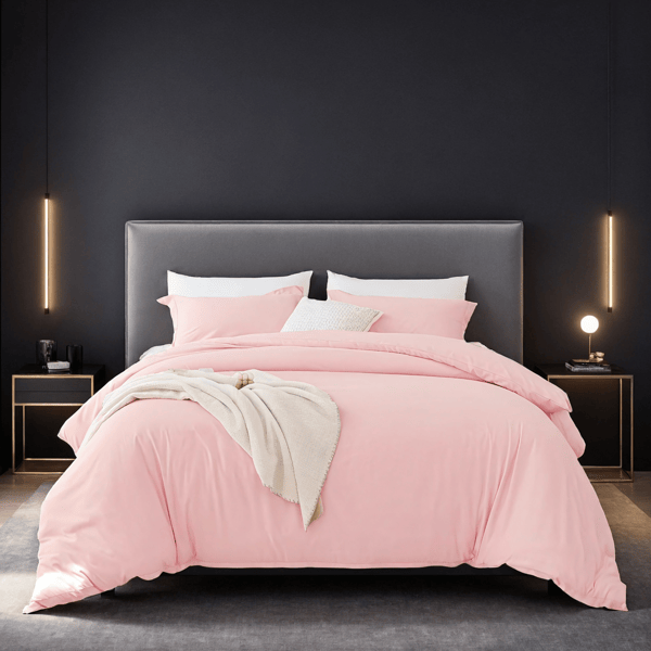 Pink Extra Large Duvet Cover Set Crafted from premium colorfast fabric that's breathable, fade-resistant and luxuriously soft. Features modern luxury hotel design suitable for all seasons. Perfect for
