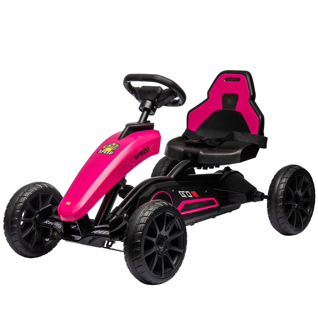 Pink Pedal Go Kart for Kids Swing Axle Shock-Absorbing Wheels Outdoor Fun