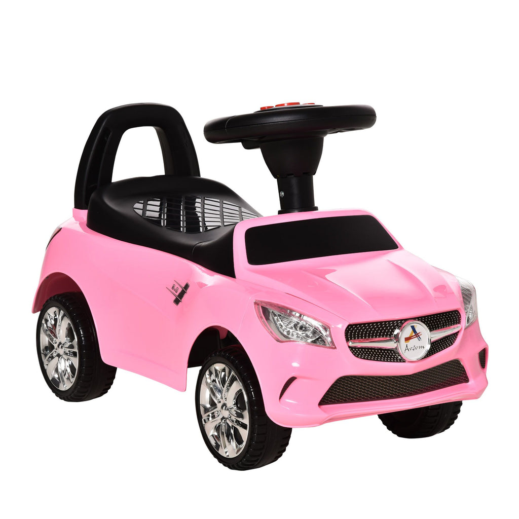 Pink Toddler Ride On Toy Car Foot-to-Floor with Music Horn Headlights Storage