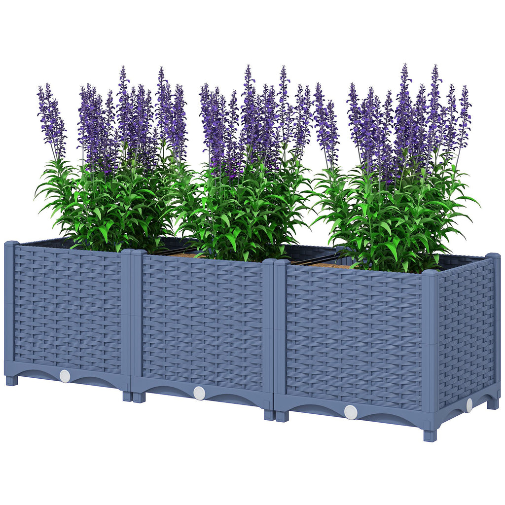 Plastic Raised Garden Bed, 4 x 1 x 1 ft Outdoor Flower Box with Drainage Holes for Vegetables, Herbs, Blue