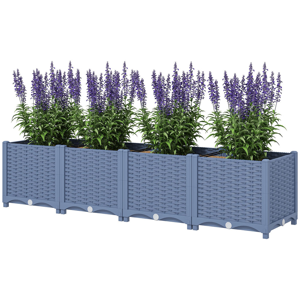 Plastic Raised Garden Bed, 5 x 1 x 1 ft Outdoor Flower Box with Drainage Holes for Vegetables, Herbs, Blue