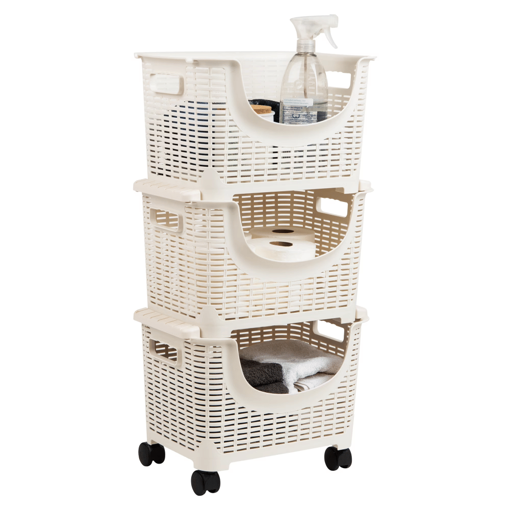 PlasticStorageCart,KitchenStorage, Rolling, ToyStorage, Laundry,Kitchen, Ivory