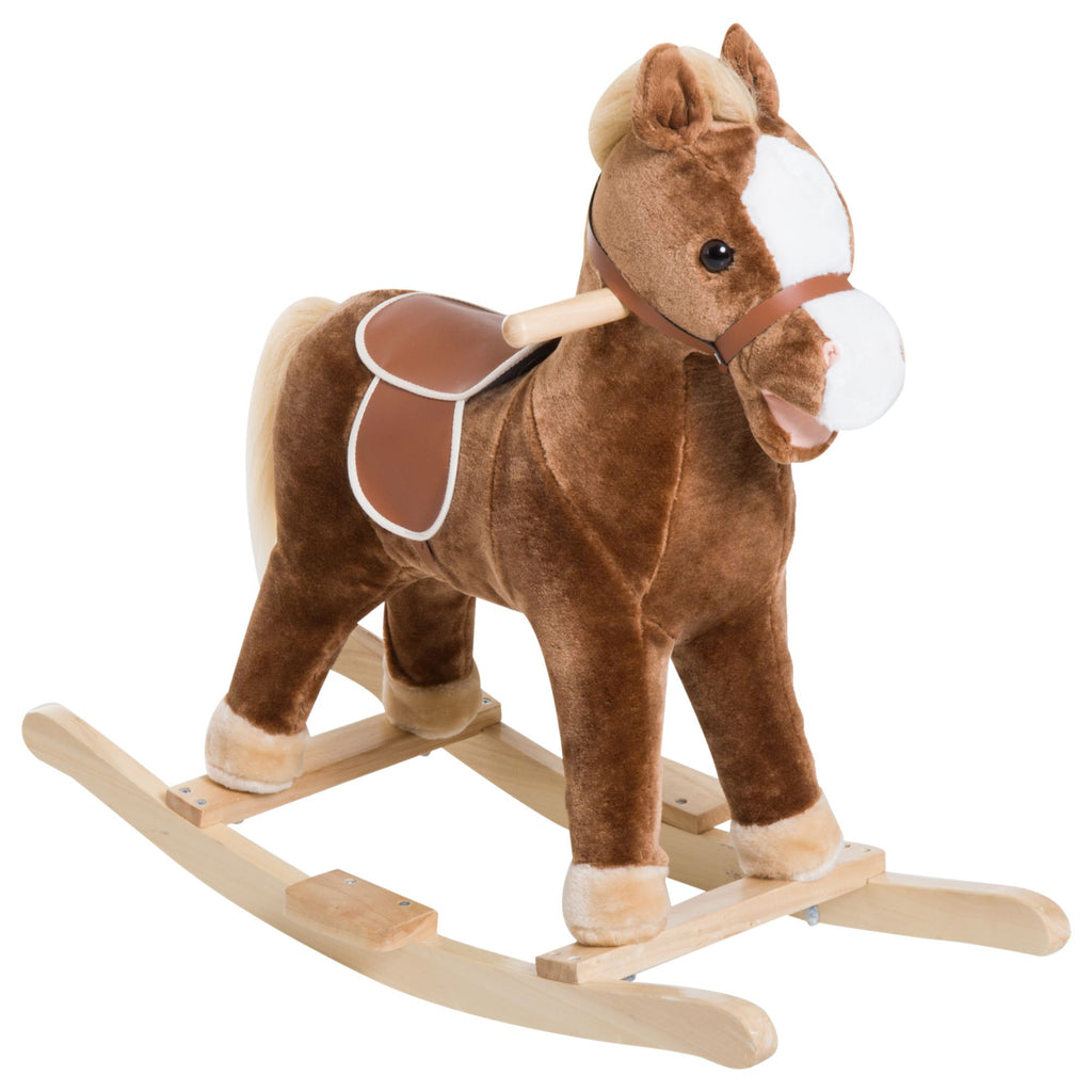 Plush Rocking Horse Toy for Kids, Realistic Sounds, Toddler Ride-On, Engaging Fun, Brown, for 3 Years