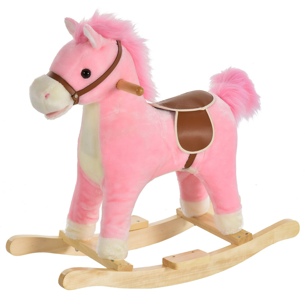 Plush Rocking Horse with Sounds for Kids, Cozy Toddler Rocking Chair, Wooden Rockers & Base, Perfect Nursery Addition, 36-72 Months