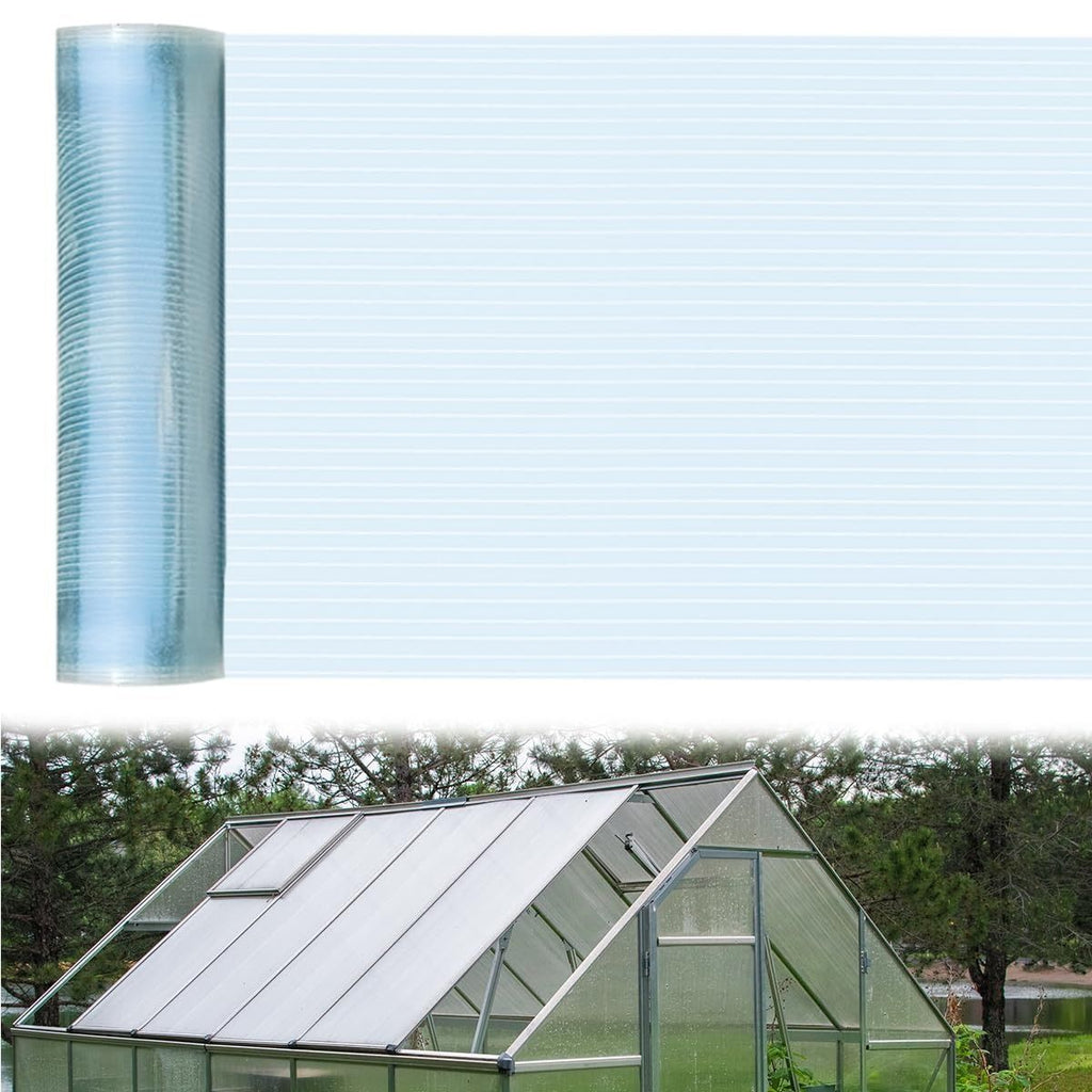 Polycarbonate Roof Panel Roll, Clear Roofing Panels Insulated Rainproof Greenhouse Panels Glass Fiber Roofing Canopy Cover for Farming, Sunroom 3.3x16.5ft(1x5m)