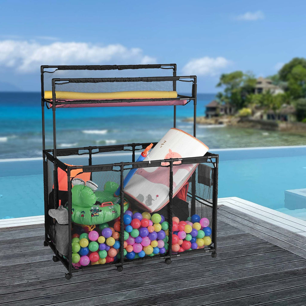 Pool Storage BinPool hanging storage bagHolder for Noodles, Toys, Floats, Towels, Mesh Organizer for Swimming EquipmentsNo shipments on weekends