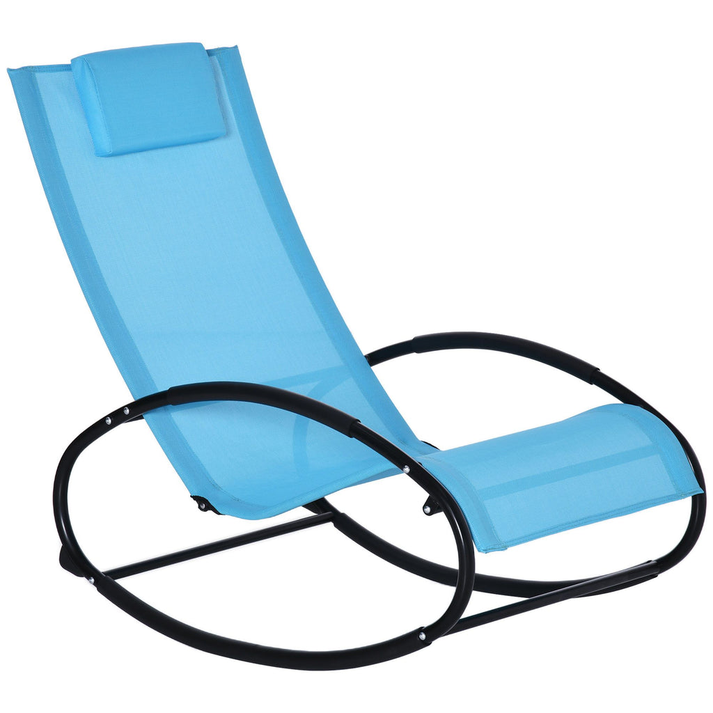 Poolside Paradise: Light Blue Rocking Chaise Lounger with Headrest