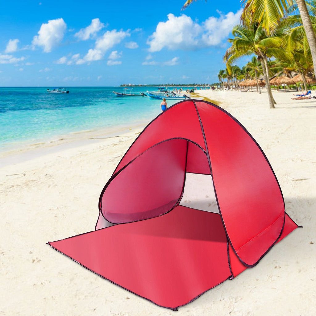 Pop Up Beach Tent Sun Shade Shelter Anti-UV Automatic Waterproof Tent Canopy for 2/3 Man w/ Net Window Storage Bag for Outdoor Beach Camping Fishing Park Lake