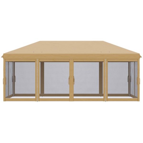 Pop Up Canopy Party Tent with Netting 10' x 20' Beige -AS