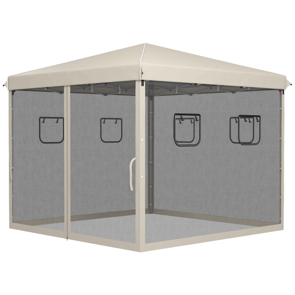 Pop Up Canopy Tent 10x10 Instant Sun Shelter with Netting Windows Carry Bag Adjustable Height