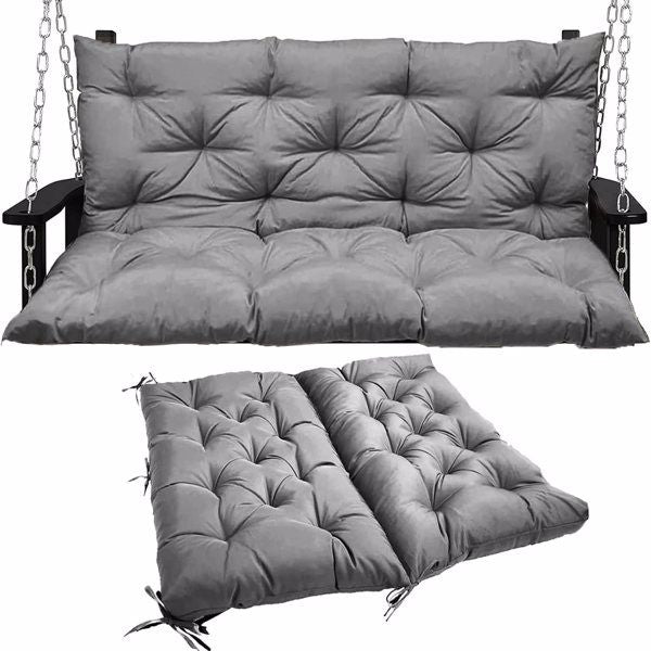Porch Swing Cushions with Backrest, 2-3 Seater Waterproof Bench Pad Cushions, Thicken 4" Outdoor Swing Cushions, for Outdoor Patio Garden Furniture Light Gray