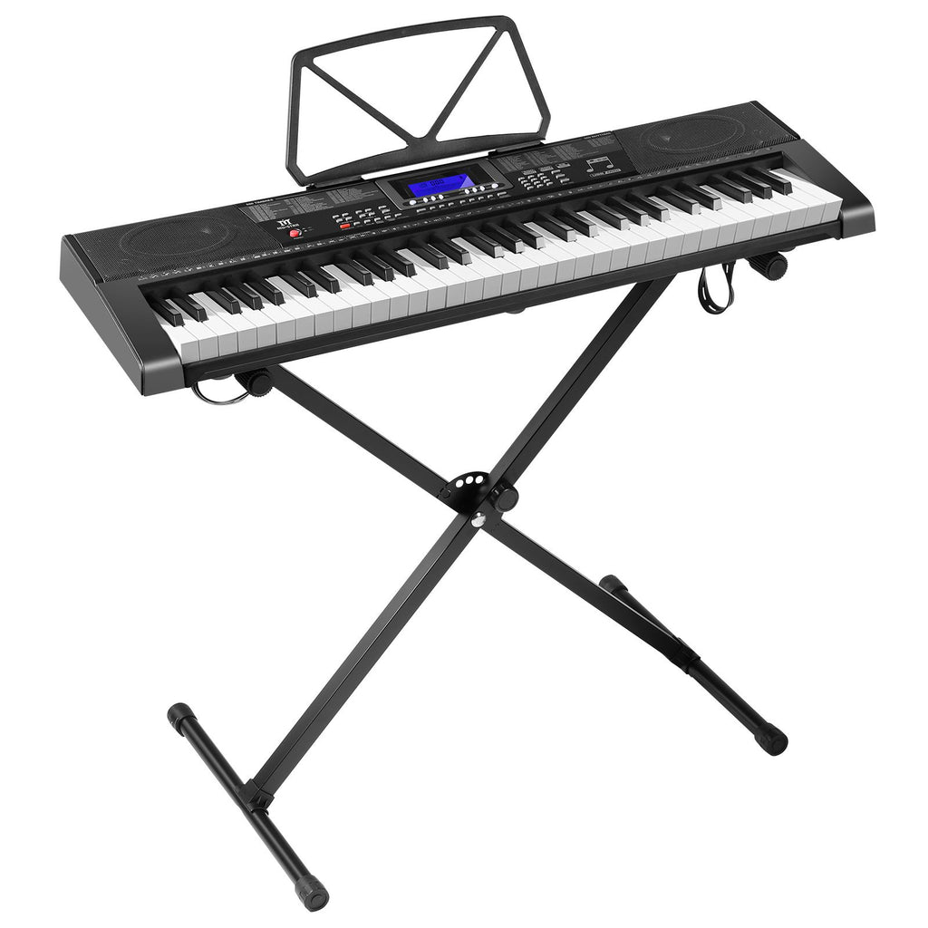 Portable 61-Key Electronic Lighted Keyboard Digital Piano Microphone Headphone