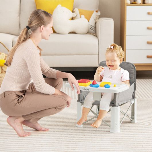 Portable Baby Booster Seat with Straps and Double Tray
