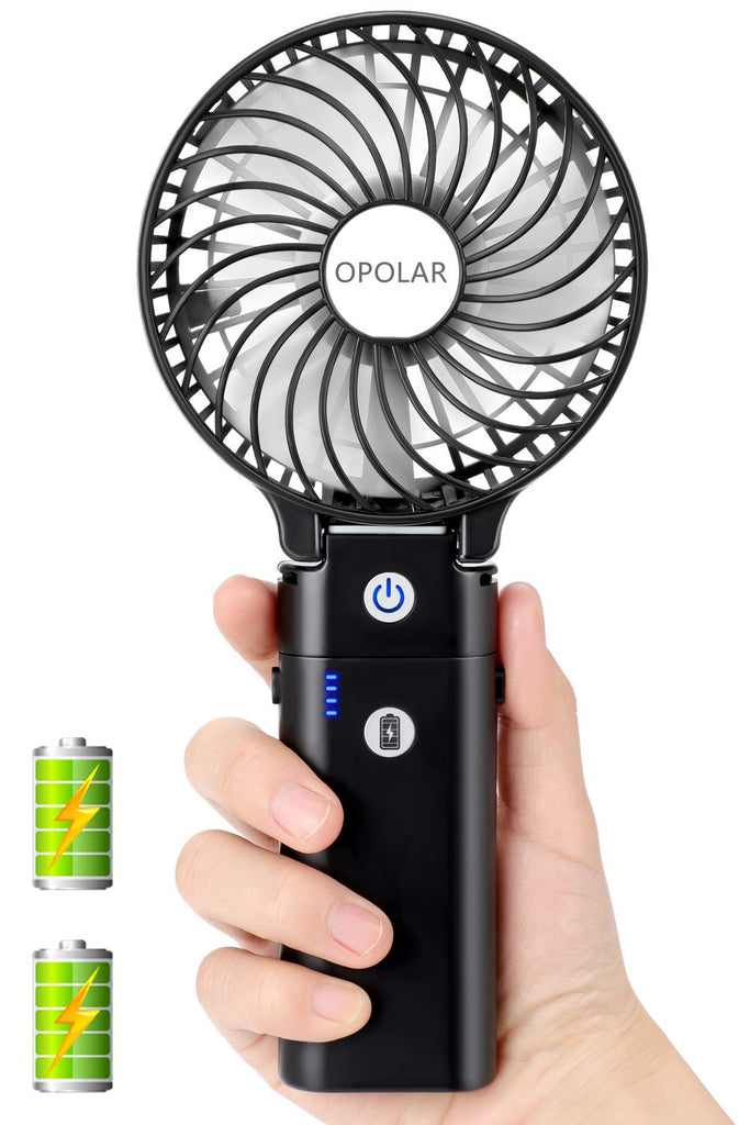 Portable Battery Operated Handheld Personal Desk Fan with 5-40 Hours Working Time, 3 Setting, Foldable Design (Black) RT