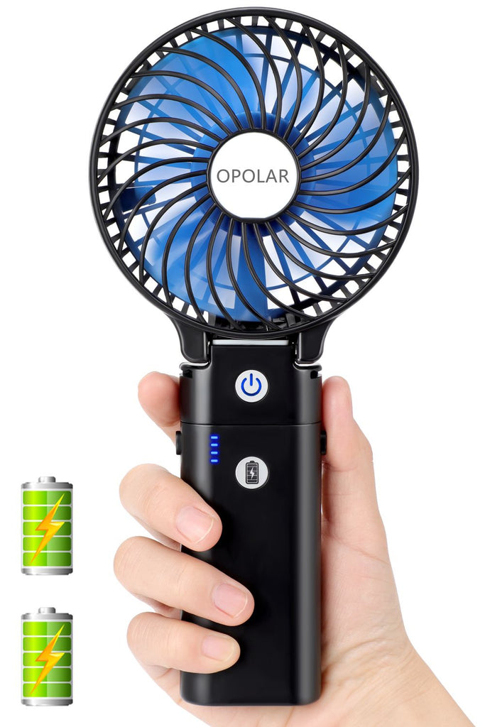Portable Battery Operated Handheld Personal Desk Fan with 5-40 Hours Working Time, 3 Setting, Foldable Design (Black) RT