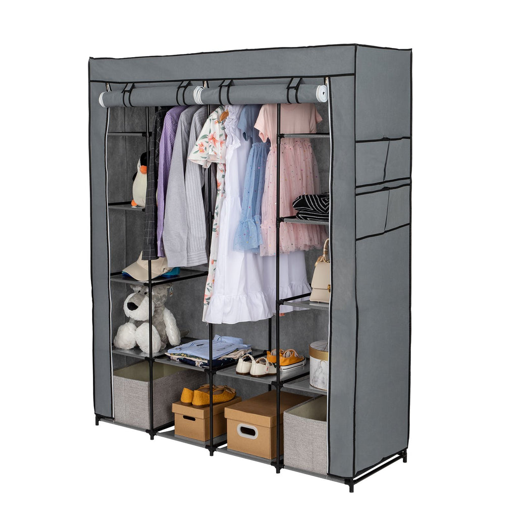 Portable Closet Organizer Storage, Wardrobe Closet with Non-Woven Fabric 14 Shelves, Easy to Assemble RT
