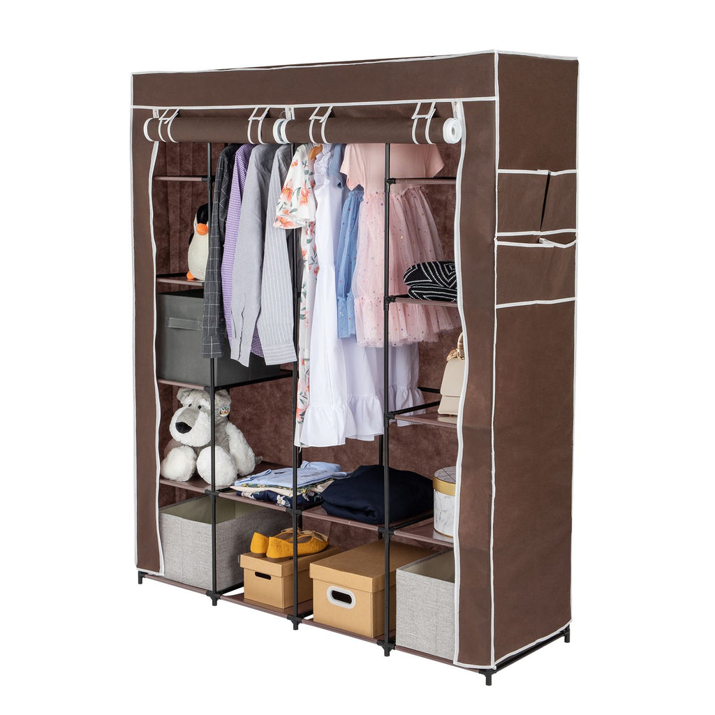 Portable Closet Organizer Storage, Wardrobe Closet with Non-Woven Fabric 14 Shelves, Easy to Assemble RT