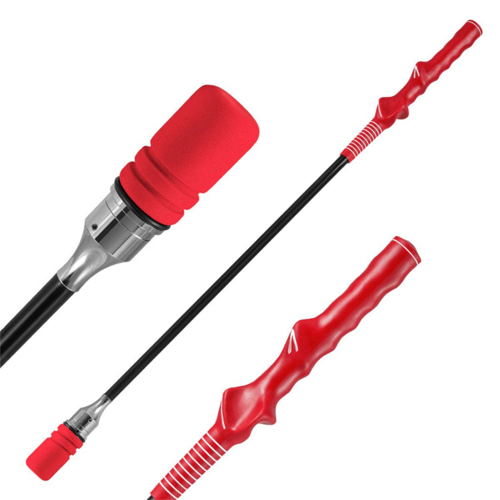Portable Fiberglass Golf Swing Stick, Improve Grip & Shot Accuracy Golf Warm-Up Tool for Beginners & Pros-Red