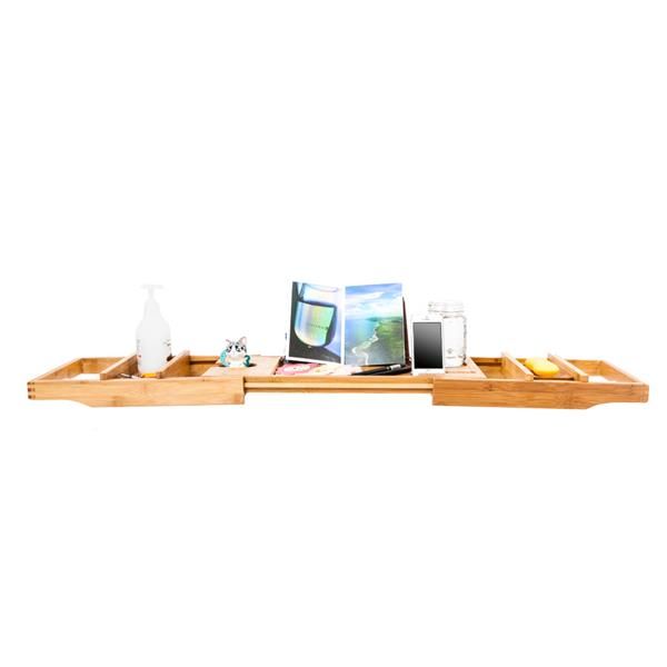 Portable Flexible Bathtub Rack Wood Color