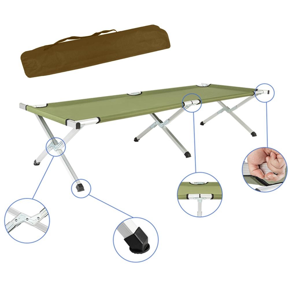 Portable Folding Camping Cot with Carrying Bag Army (Green)