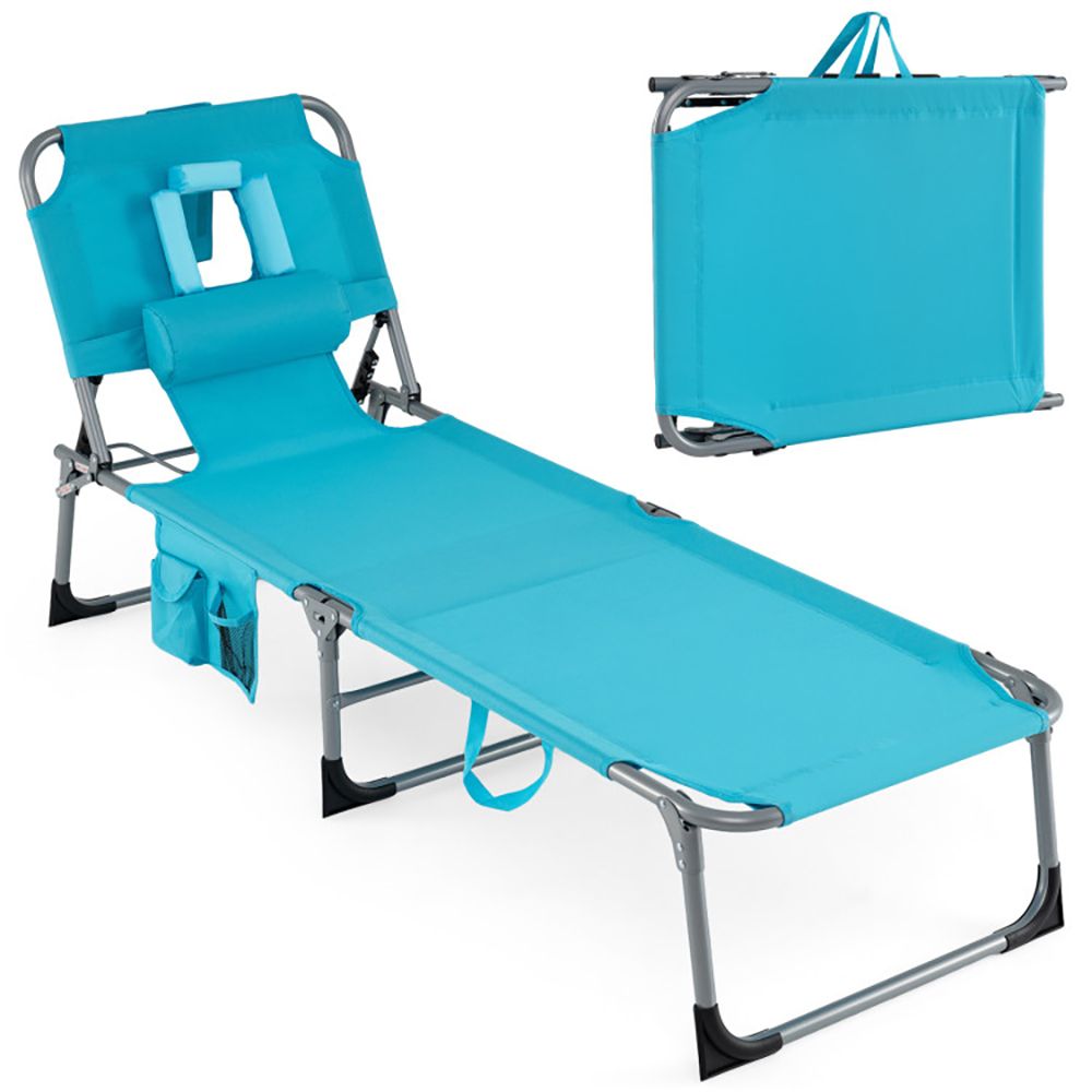 Portable Folding Chaise Lounge Chair with 4-Position Adjustable Backrest for Patio