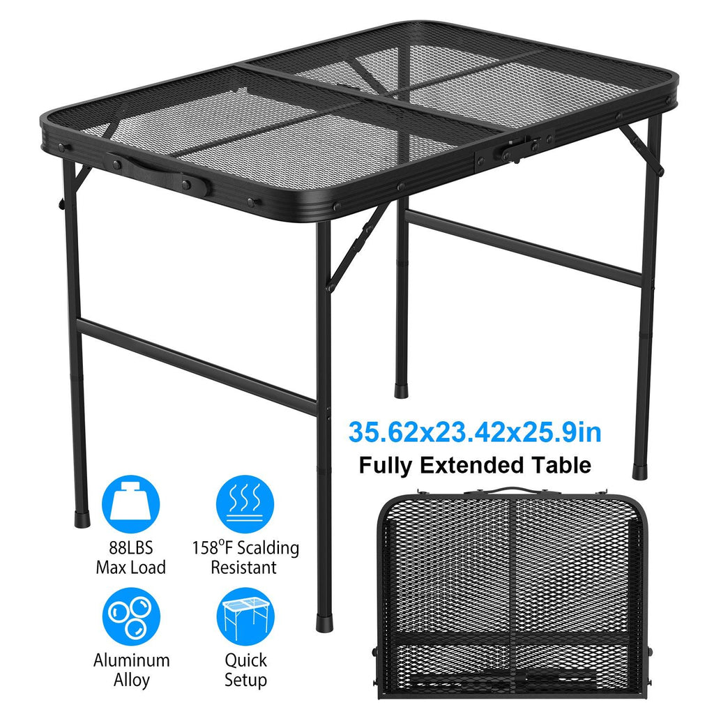 Portable Folding Outdoor Table, Dual Height Adjustable Camping Table with NonSlip Feet, 8.04 lbs Lightweight Grill Table for Camping, Hiking, Fishing, Picnic & Backyard Use