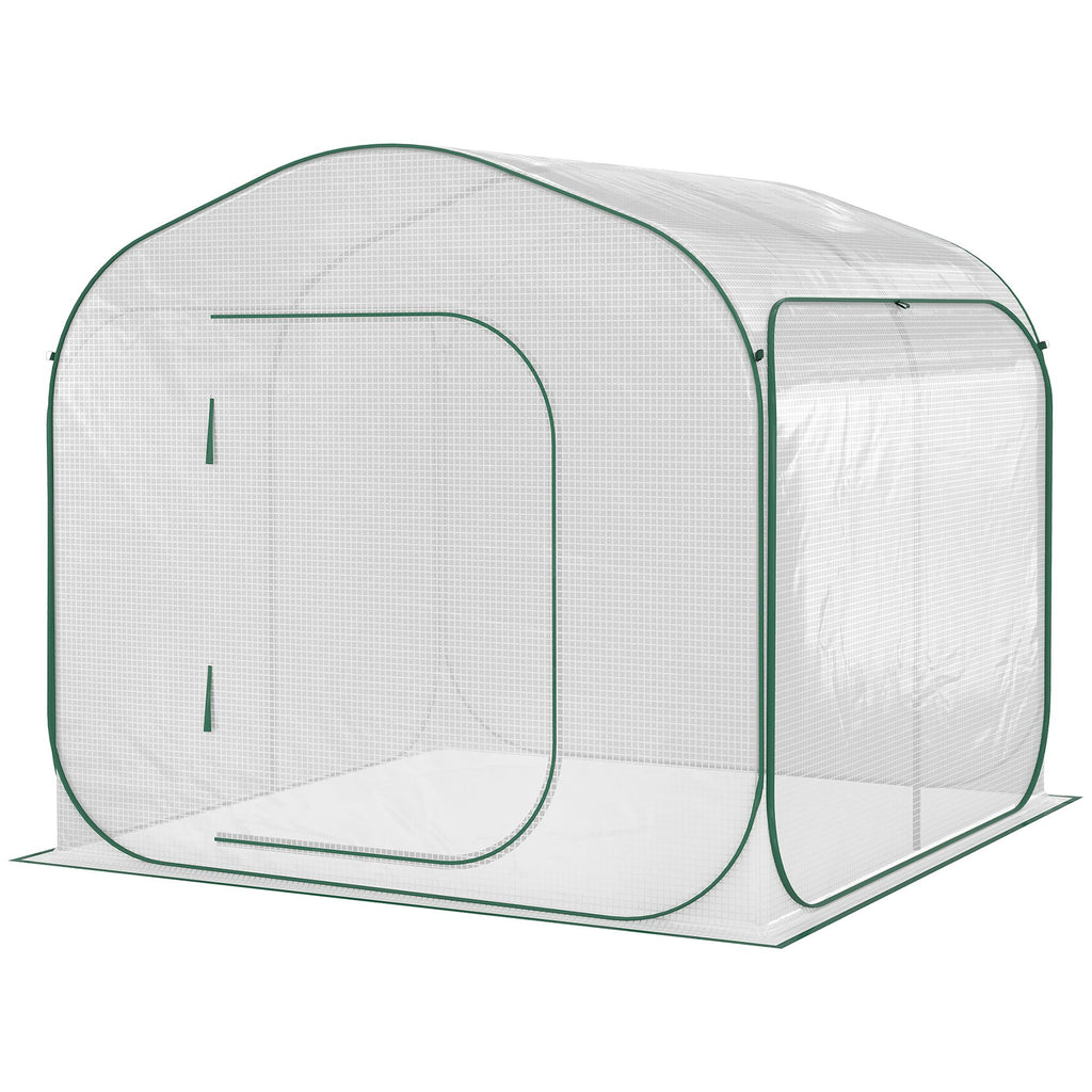 Portable Greenhouse 7x7x6 Outdoor Garden Canopy Pop-up Zipper Door for Plants Flowers White